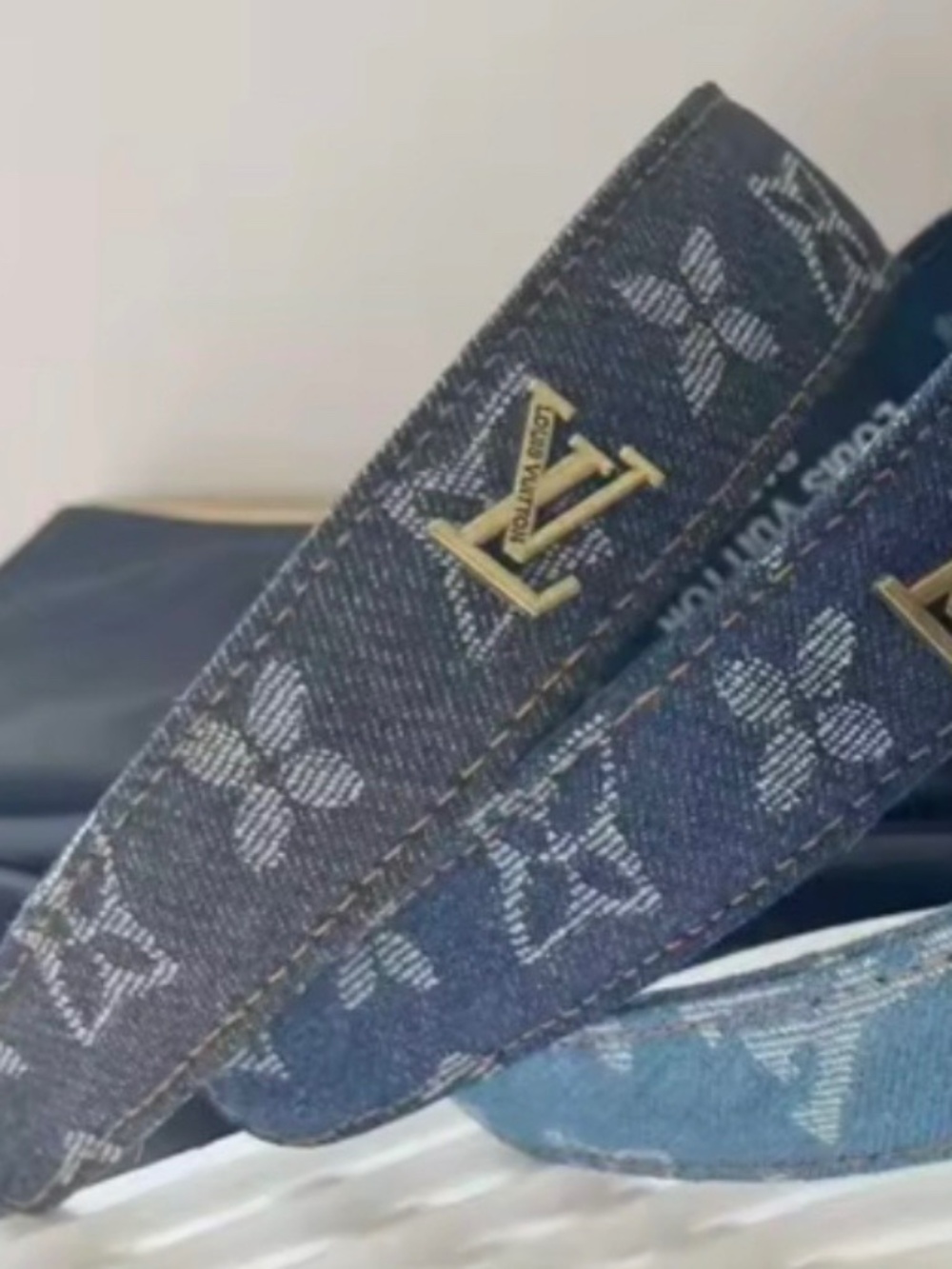 Black Denim Headband with Gold Accents